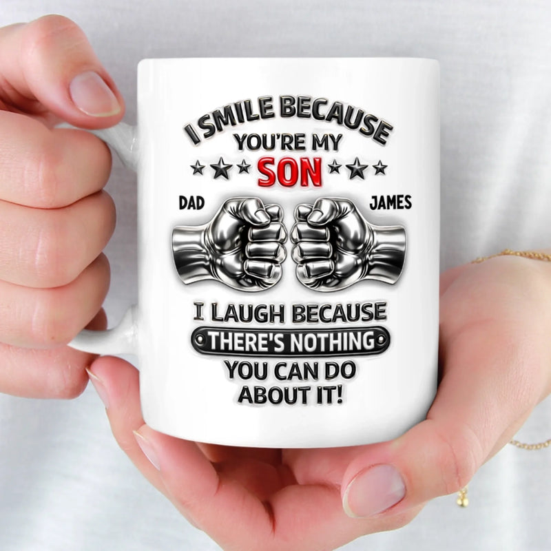 Custom 3D Inflated Effect Printed Mug - Personalized Birthday Gifts For Son - Dad And Son, Forever Team