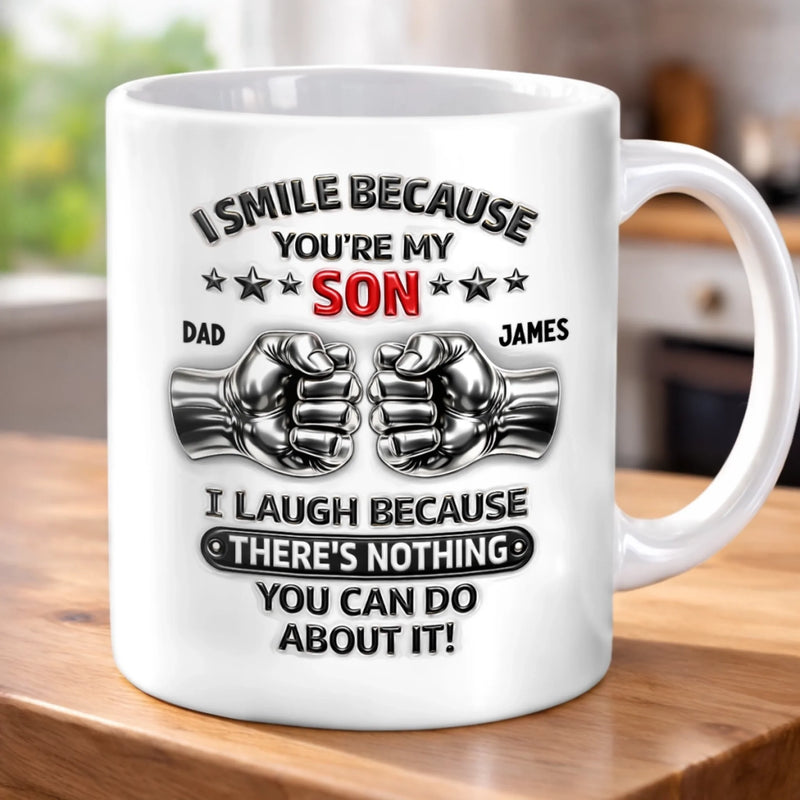 Custom 3D Inflated Effect Printed Mug - Personalized Birthday Gifts For Son - Dad And Son, Forever Team