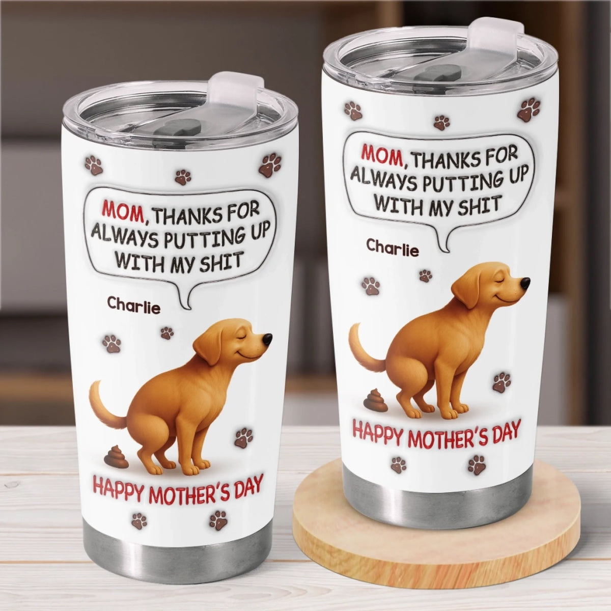 Custom 3D Inflated Effect Printed Tumbler - Personalized Mother's Day Gifts For Dog Cat Lovers, Dog Dad And Mom, Cat Owners - Her Favorite Little Troublemaker