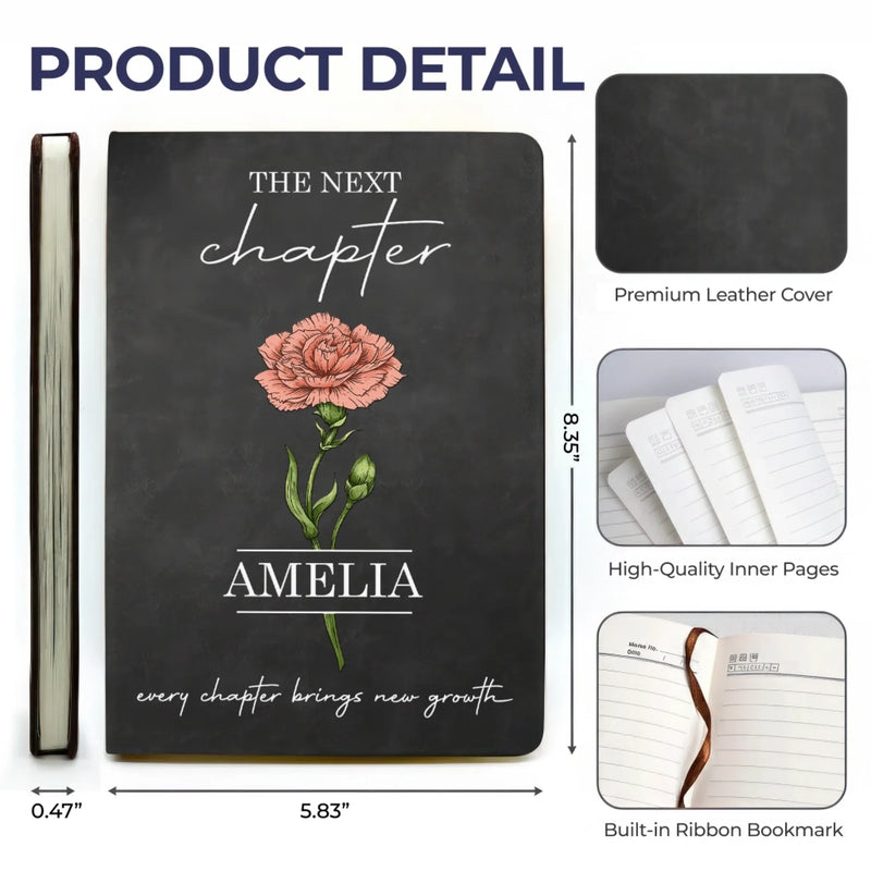 Custom Leather Writing Journal - Personalized Graduation Gifts For Him, Her - Ready For The Next Chapter