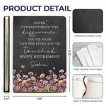Custom Leather Writing Journal - Personalized Retirement Gifts For Women, Men - Slow Down And Enjoy Life