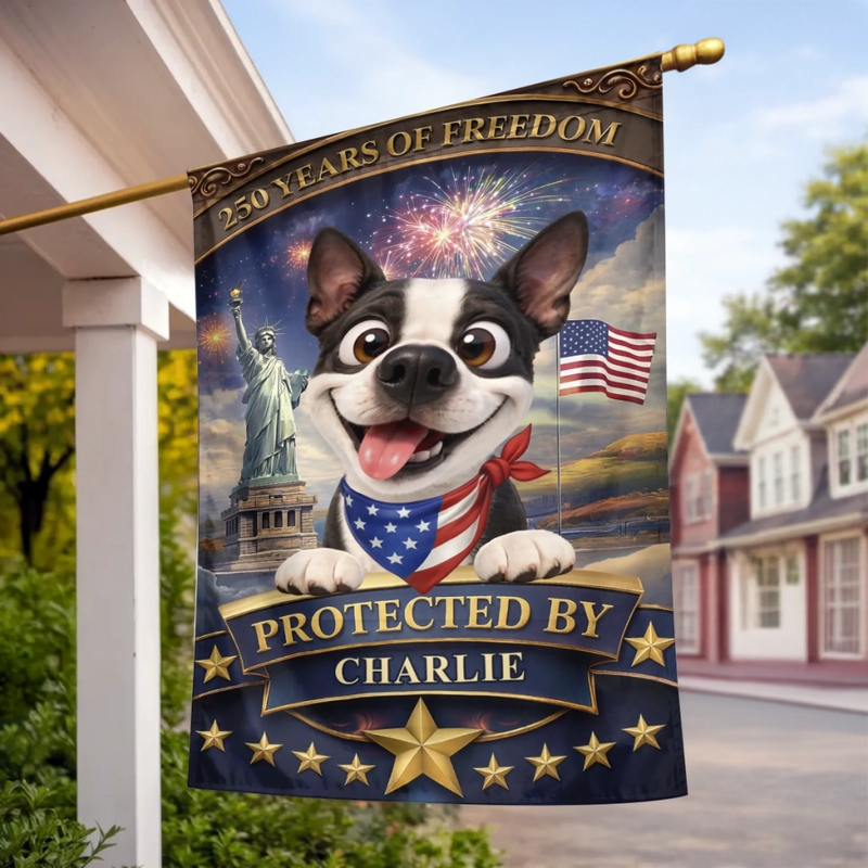 Custom Flag - Personalized America 250th Anniversary Gifts For Dog Lovers, Dog Dad And Mom - Stars, Stripes And Wagging Tails