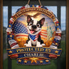 Custom Wood Sign - Personalized America 250th Anniversary Gifts For Dog Lovers, Dog Dad And Mom - Home Of Freedom And Happy Dogs