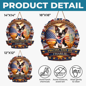 Custom Wood Sign - Personalized America 250th Anniversary Gifts For Dog Lovers, Dog Dad And Mom - Home Of Freedom And Happy Dogs