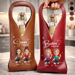 Custom Leather Wine Bag - Personalized Best Friend Birthday Gifts For Women, Besties, Sisters, BFF - Too Glam To Give A Damn