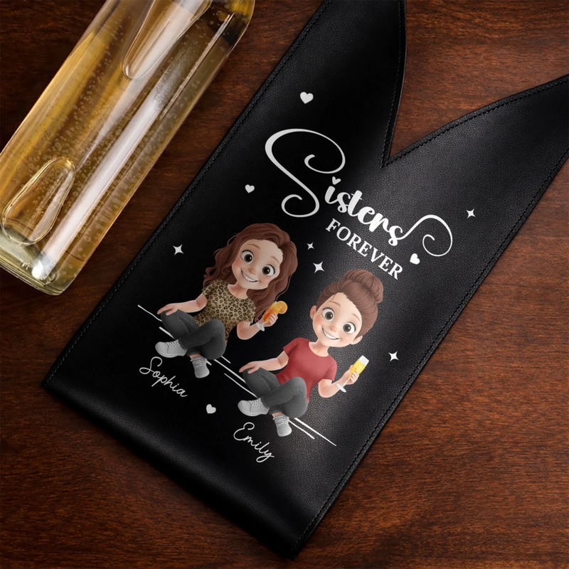 Custom Leather Wine Bag - Personalized Best Friend Birthday Gifts For Women, Besties, Sisters, BFF - Too Glam To Give A Damn