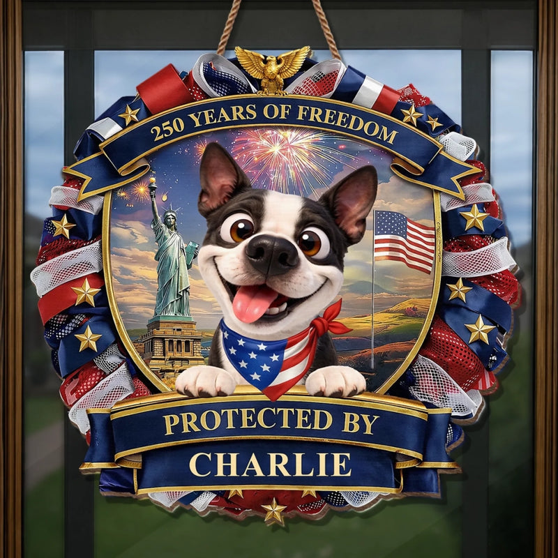 Custom Wood Sign - Personalized America 250th Anniversary Gifts For Dog Lovers, Dog Dad And Mom - Spoiled Dogs Live Here Always
