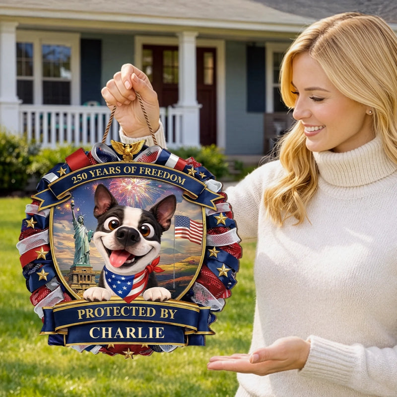 Custom Wood Sign - Personalized America 250th Anniversary Gifts For Dog Lovers, Dog Dad And Mom - Spoiled Dogs Live Here Always