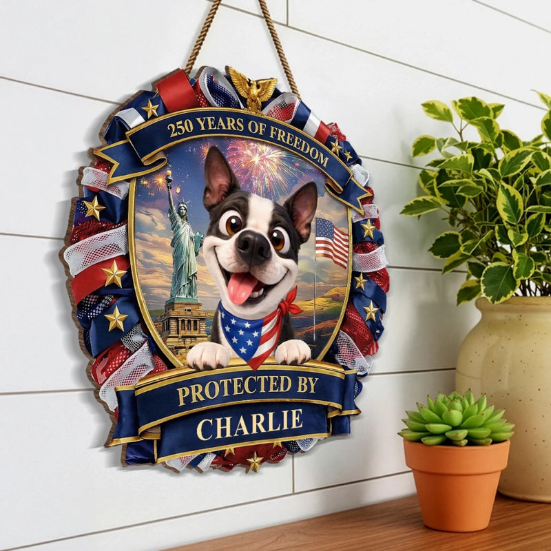Custom Wood Sign - Personalized America 250th Anniversary Gifts For Dog Lovers, Dog Dad And Mom - Spoiled Dogs Live Here Always
