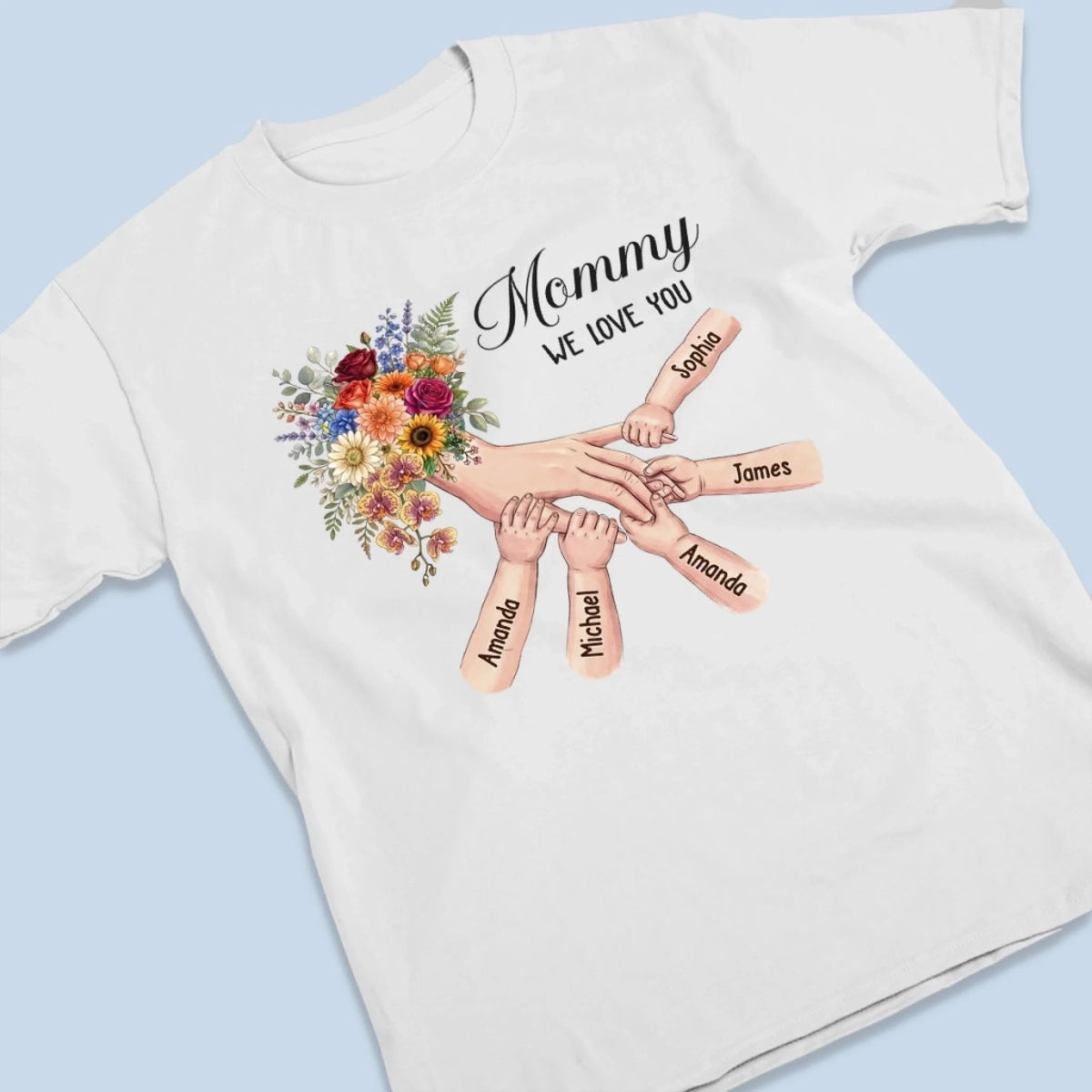 Custom Unisex T-shirt, Premium T-shirt, Hoodie - Personalized Mother's Day Gifts For Mom, Grandma -  Her Hands Hold Our Whole World