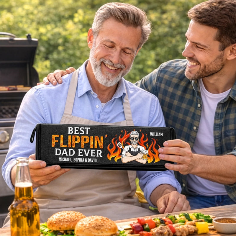Custom BBQ Tool Set With Storage Bag - Personalized Father's Day Birthday Gifts For Dad, Grandpa - Dad’s Kitchen, Best In Town