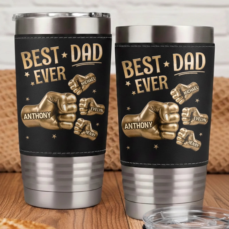 Custom Printed Leather Tumbler - Personalized Father's Day Birthday Gifts For Dad, Grandpa - Dad The Man The Myth