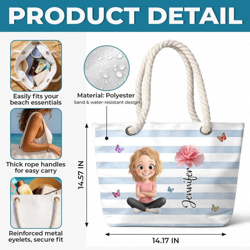 Custom Beach Bag - Personalized Summer Vacation And Travel Gifts For Best Friends, Family - Vitamin Sea Therapy