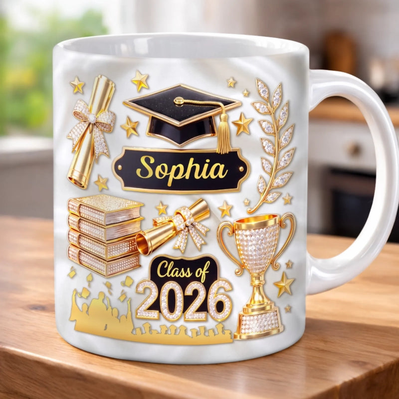 Custom 3D Inflated Effect Printed Mug - Personalized Graduation Gifts For Him, Her - A Milestone Worth Celebrating