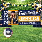 Custom Photo Polyester Outdoor Banner - Personalized Graduation Gifts For Him, Her - Hard Work Pays Off
