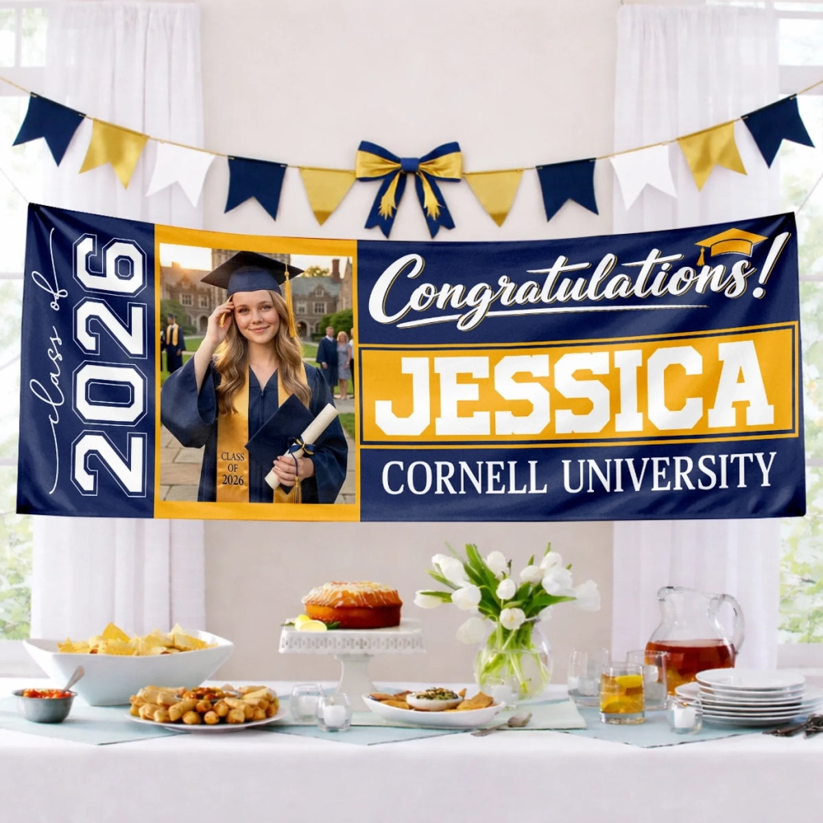Custom Photo Polyester Outdoor Banner - Personalized Graduation Gifts For Him, Her - Hard Work Pays Off