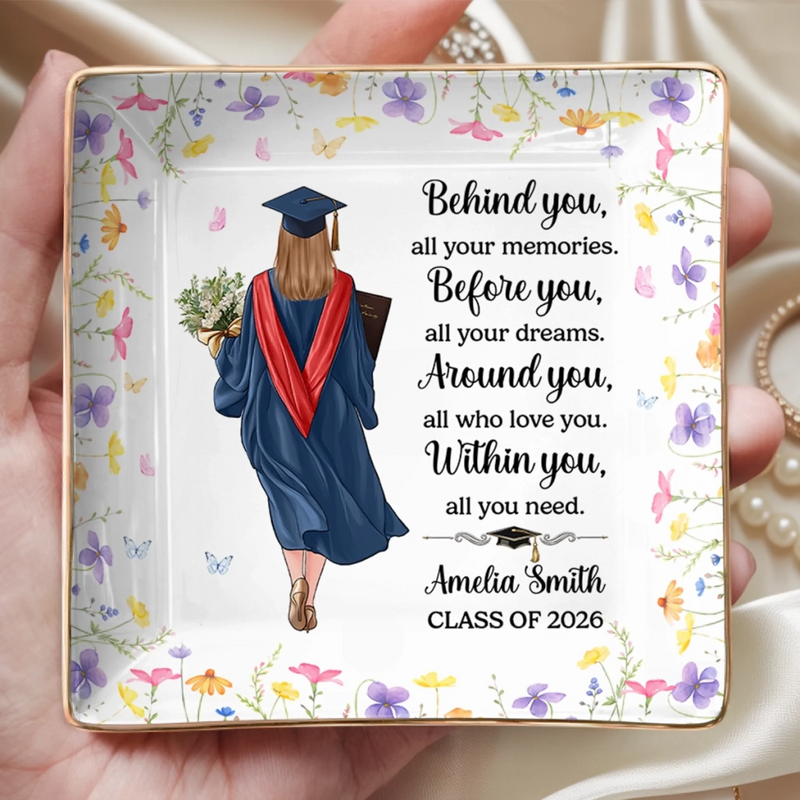 Custom Full-Print Jewelry Dish - Personalized Graduation Gifts For Her - Dreams Look Beautiful On You