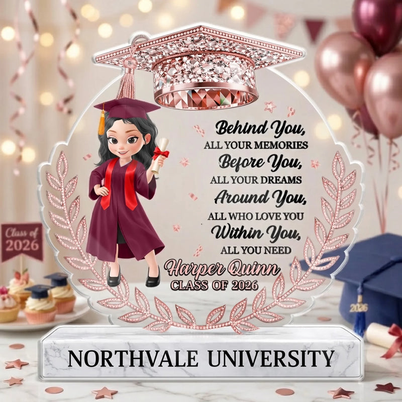 Custom Acrylic Plaque - Personalized Graduation Gifts For Him, Her - The Journey Begins Here
