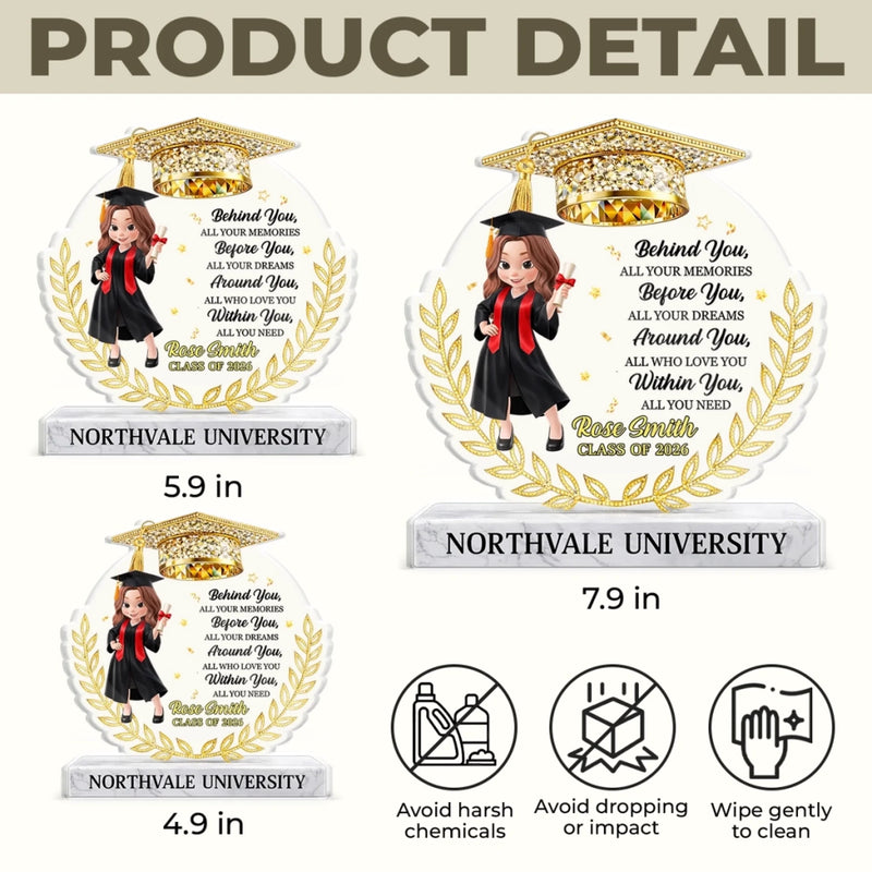 Custom Acrylic Plaque - Personalized Graduation Gifts For Him, Her - The Journey Begins Here