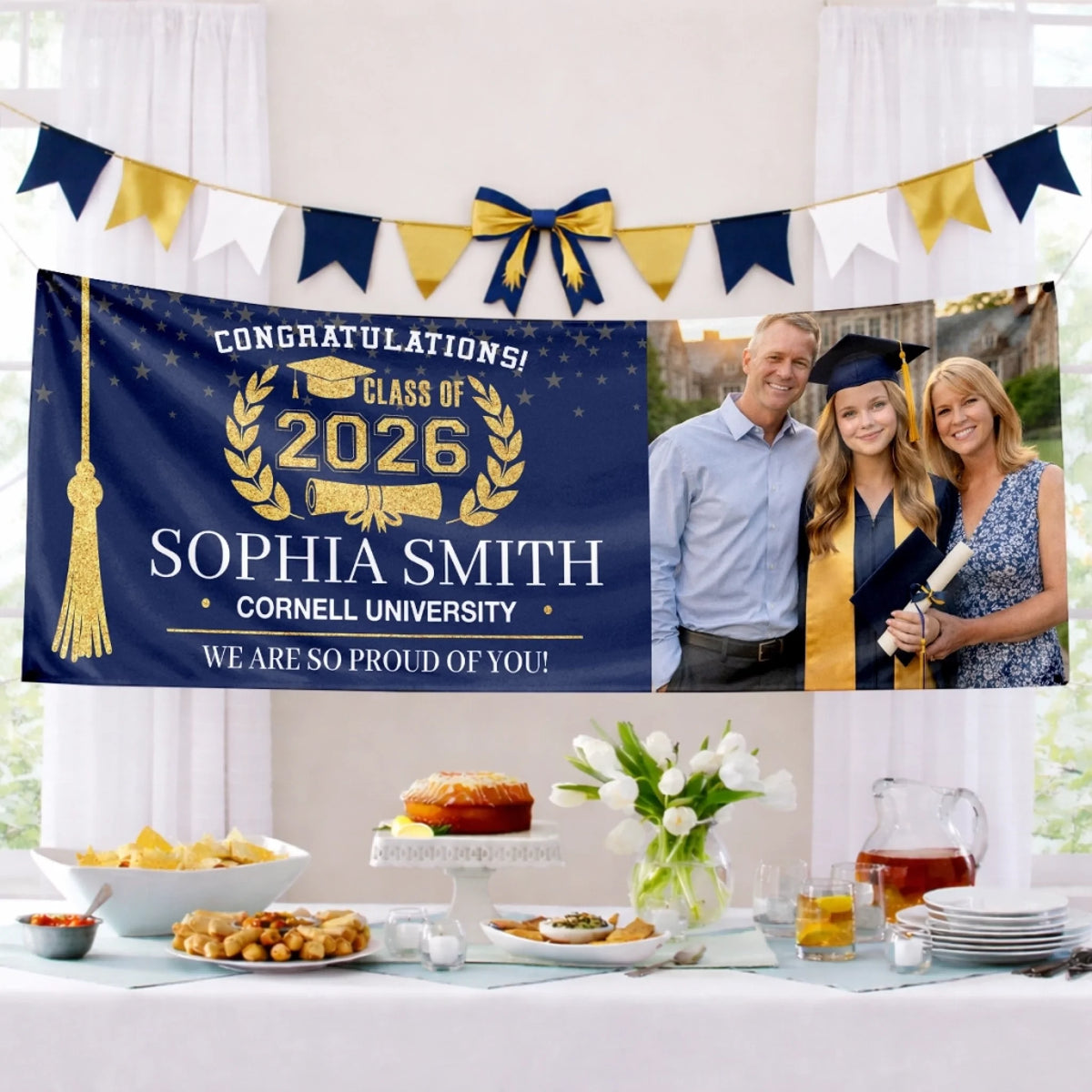 Custom Photo Polyester Outdoor Banner - Personalized Graduation Gifts For Him, Her - Next Stop, Greatness