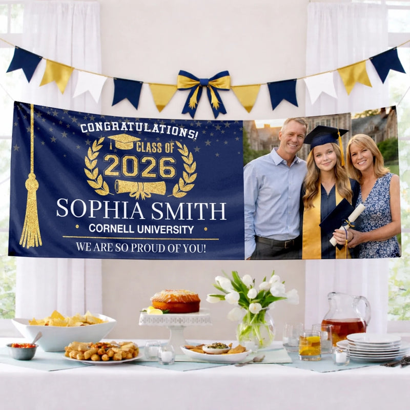 Custom Photo Polyester Outdoor Banner - Personalized Graduation Gifts For Him, Her - Next Stop, Greatness