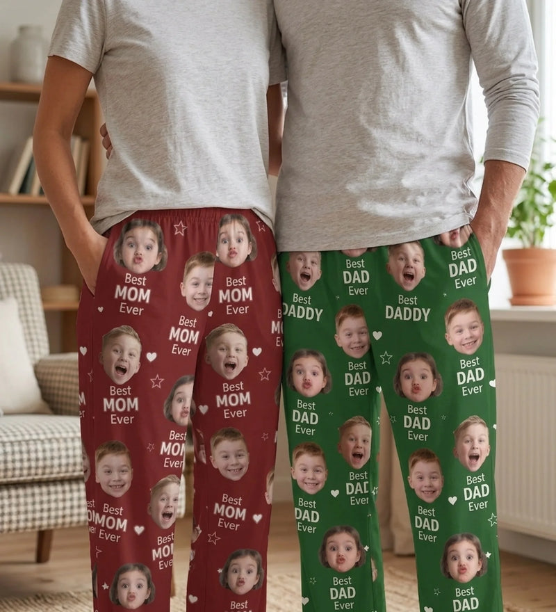 Custom Photo Pajama Pants - Personalized Mother's Day, Father's Day Gifts For Mom, Grandma, Dad, Grandpa - Family Love Never Sleeps Ever
