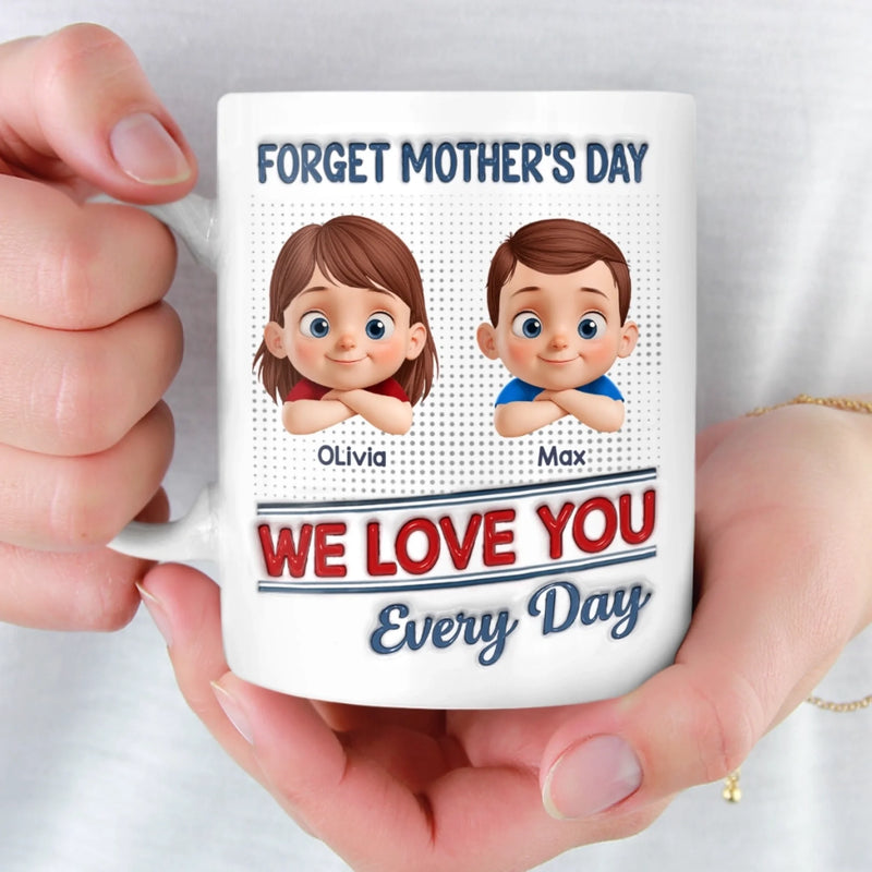 Custom 3D Inflated Effect Printed Mug - Personalized Mother's Day Gifts For Mom, Grandma - Hugs, Love, Repeat