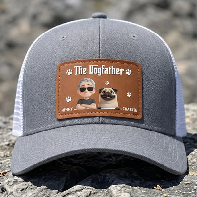 Custom Leather Patch Hat - Personalized Father's Day Birthday Gifts For Dog Lovers, Dog Dad And Mom - Dog Dad Mode On