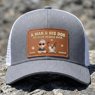 Custom Leather Patch Hat - Personalized Father's Day Birthday Gifts For Dog Lovers, Dog Dad And Mom - Dog Dad Off Duty
