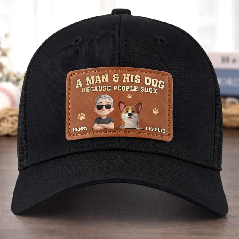 Custom Leather Patch Hat - Personalized Father's Day Birthday Gifts For Dog Lovers, Dog Dad And Mom - Dog Dad Off Duty