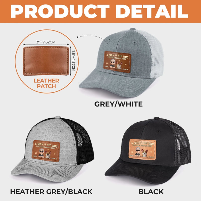 Custom Leather Patch Hat - Personalized Father's Day Birthday Gifts For Dog Lovers, Dog Dad And Mom - Dog Dad Off Duty