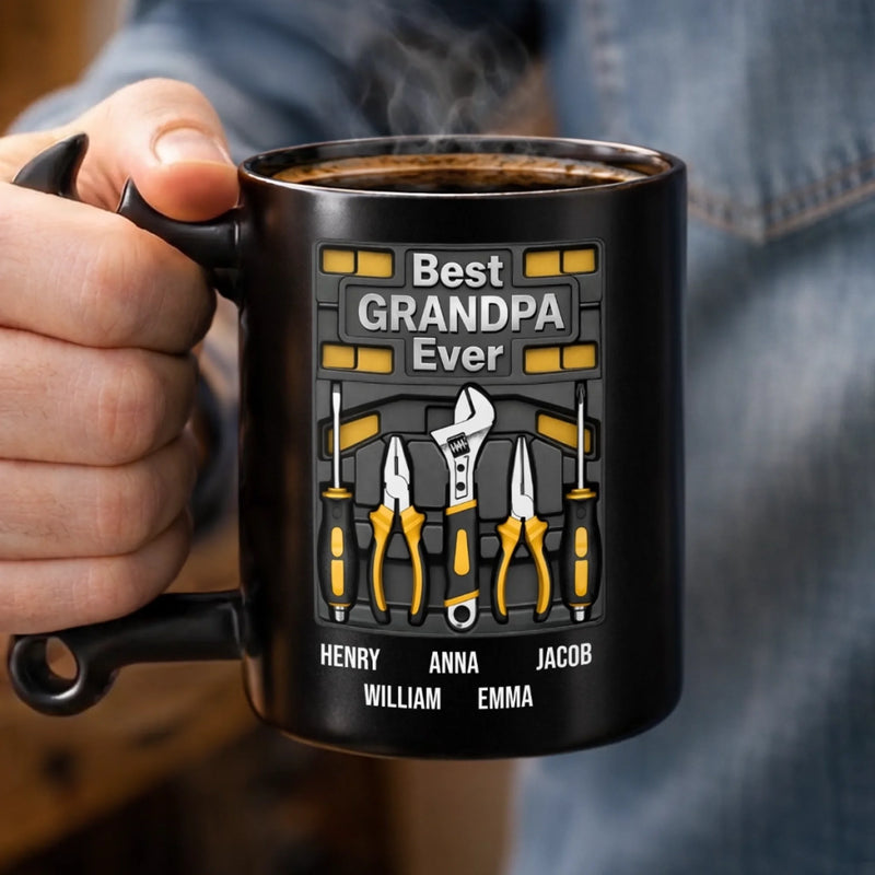 Custom Coffee Mug With Wrench Handle - Personalized Father's Day Birthday Gifts For Dad, Grandpa - Grandpa The Repair Guy