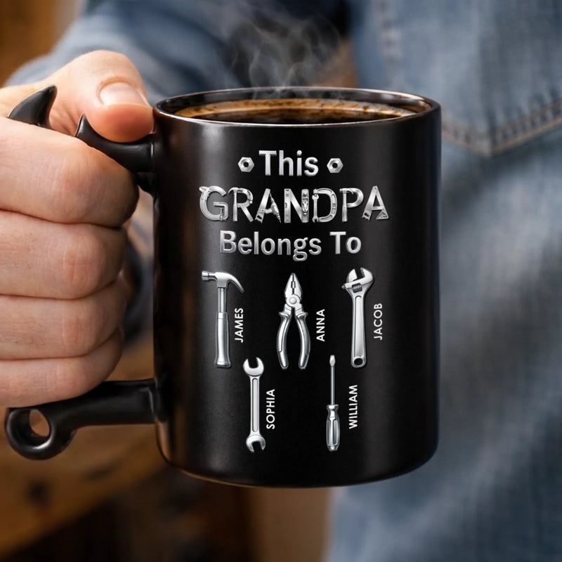 Custom Coffee Mug With Wrench Handle - Personalized Father's Day Birthday Gifts For Dad, Grandpa - Tool Time With Dad