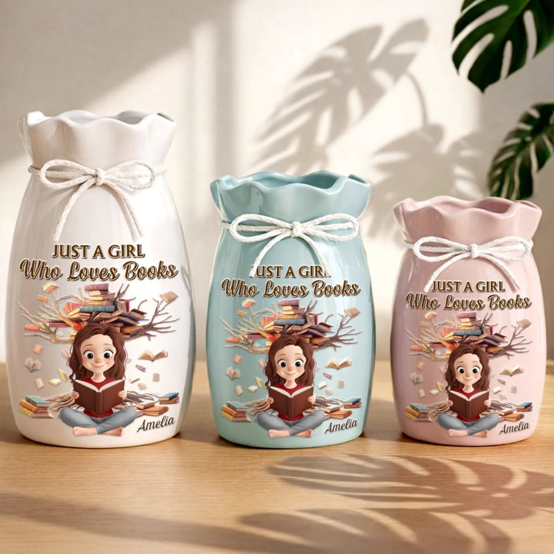 Custom Flower Vase With Ribbon - Personalized  Bookish Gifts For Book Lovers, Bookworms, Readers - Reading Is My Favorite Escape
