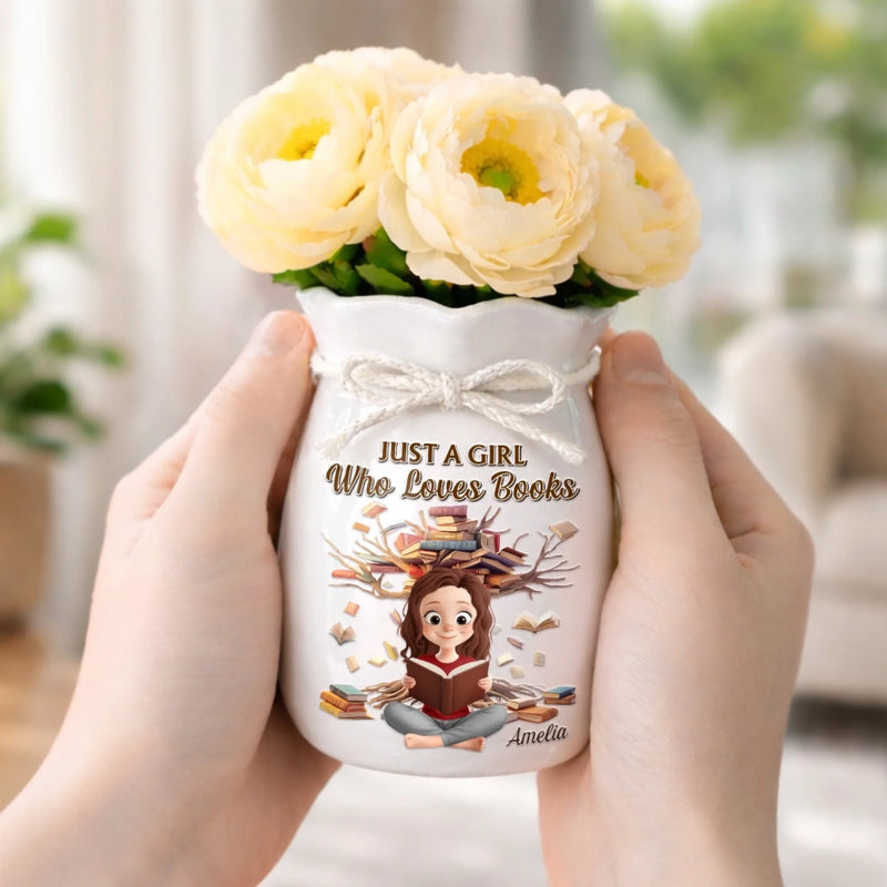Custom Flower Vase With Ribbon - Personalized  Bookish Gifts For Book Lovers, Bookworms, Readers - Reading Is My Favorite Escape