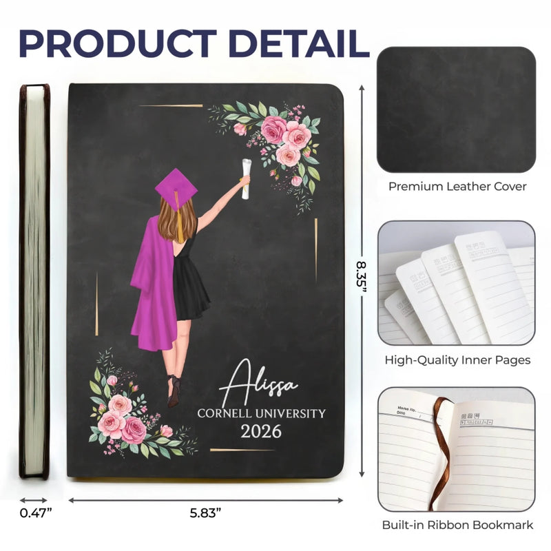 Custom Leather Writing Journal - Personalized Graduation Gifts For Him, Her - Start Strong, Finish Proud