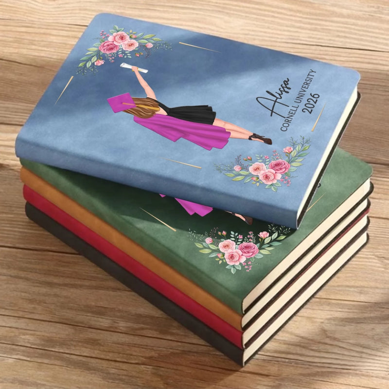 Custom Leather Writing Journal - Personalized Graduation Gifts For Him, Her - Start Strong, Finish Proud