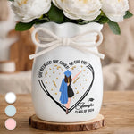 Custom Flower Vase With Ribbon - Personalized Graduation Gifts For Her - Graduation Looks Good On You