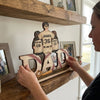 Our Favorite Position, Right Beside Dad - Family Personalized Custom Shaped 2-Layered Wooden Plaque With Flat Stand - Father's Day, House Warming Gift For Dad, Sport Lovers, Sport Players