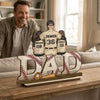 Our Favorite Position, Right Beside Dad - Family Personalized Custom Shaped 2-Layered Wooden Plaque With Flat Stand - Father's Day, House Warming Gift For Dad, Sport Lovers, Sport Players