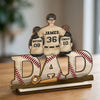Our Favorite Position, Right Beside Dad - Family Personalized Custom Shaped 2-Layered Wooden Plaque With Flat Stand - Father's Day, House Warming Gift For Dad, Sport Lovers, Sport Players