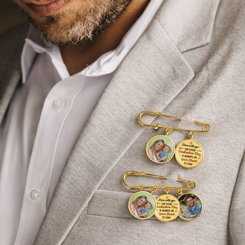 Custom Lapel Pin With Photo Charms - Personalized Graduation Gifts For Him, Her - Holding This Moment Together