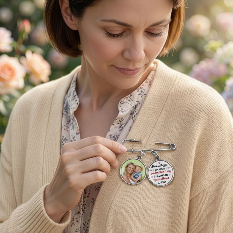 Custom Lapel Pin With Photo Charms - Personalized Graduation Gifts For Him, Her - Holding This Moment Together