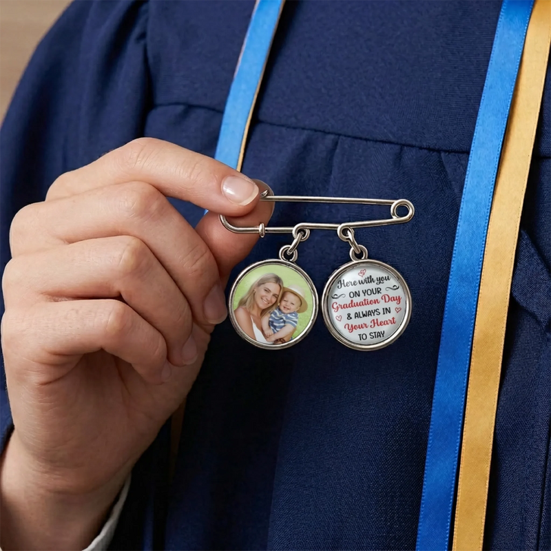 Custom Lapel Pin With Photo Charms - Personalized Graduation Gifts For Him, Her - Holding This Moment Together