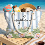 Custom Beach Bag - Personalized Summer Vacation And Travel Gifts For Best Friends, Family - Good Vibes Happen On The Tide