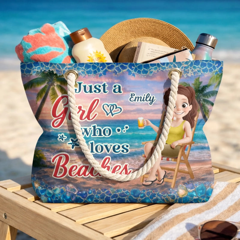 Custom Beach Bag - Personalized Summer Vacation And Travel Gifts For Best Friends, Family - Poolside State Of Mind