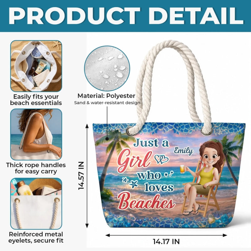 Custom Beach Bag - Personalized Summer Vacation And Travel Gifts For Best Friends, Family - Poolside State Of Mind