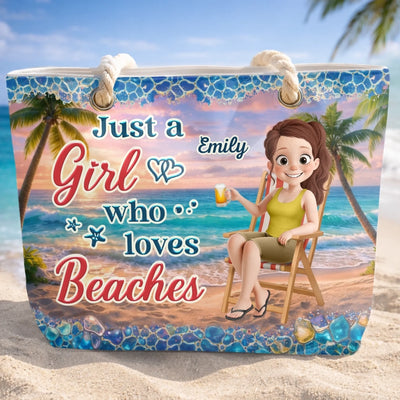 Custom Beach Bag - Personalized Summer Vacation And Travel Gifts For Best Friends, Family - Poolside State Of Mind