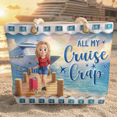 Custom Beach Bag - Personalized Summer Vacation And Travel Gifts For Best Friends, Family, Cruise Lovers - Let’s Cruise Into Good Times