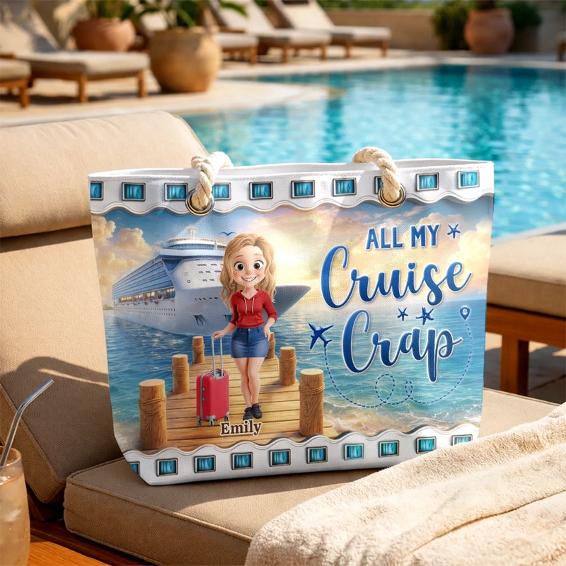 Custom Beach Bag - Personalized Summer Vacation And Travel Gifts For Best Friends, Family, Cruise Lovers - Let’s Cruise Into Good Times